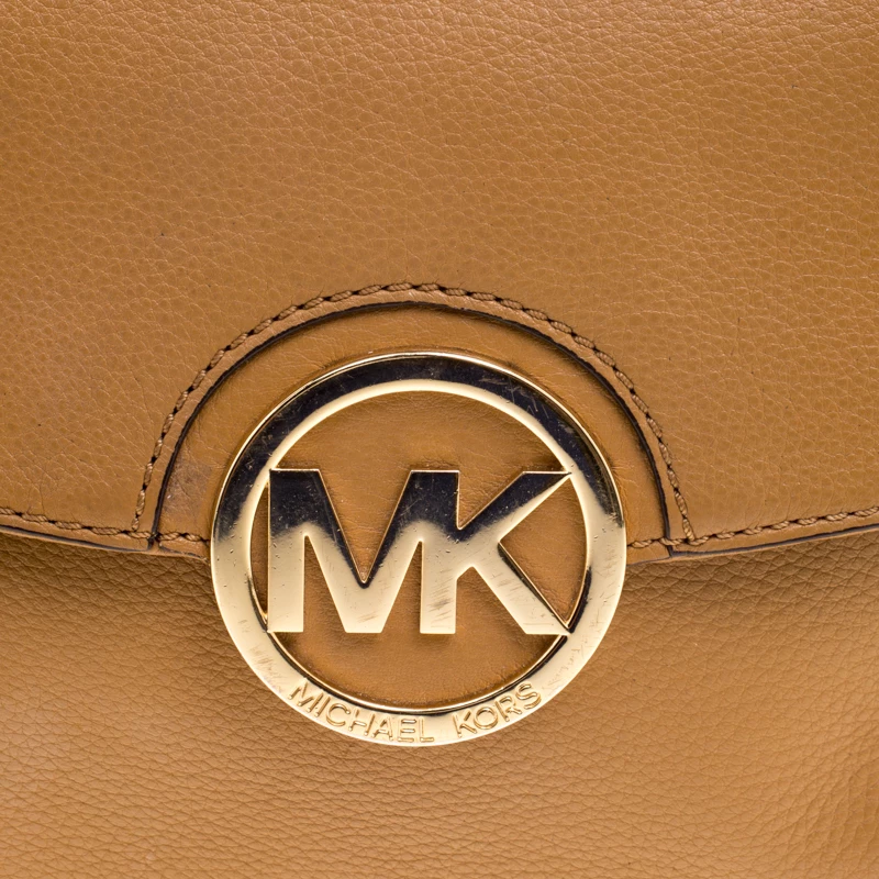 Michael Kors Brown Leather Flap Shoulder Bag For Women - Image 5