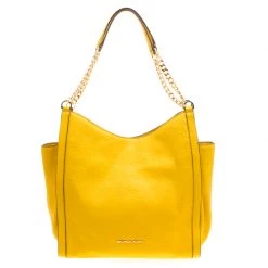 Michael Kors Yellow Leather Newbury Chain Tote For Women