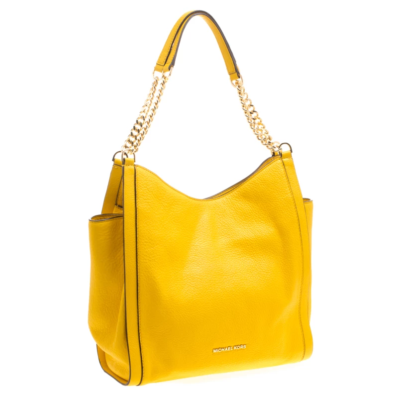 Michael Kors Yellow Leather Newbury Chain Tote For Women - Image 3
