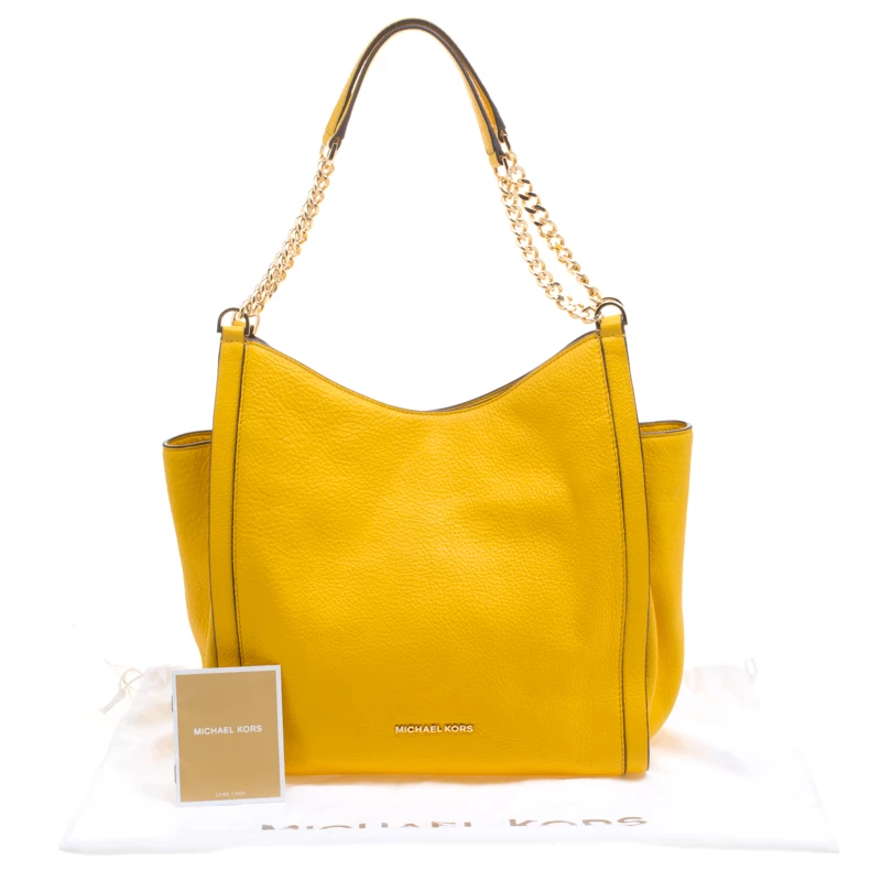 Michael Kors Yellow Leather Newbury Chain Tote For Women - Image 9
