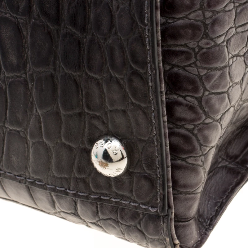 Michael Kors Grey Croc Embossed Leather Studded Hamilton Tote For Women - Image 13