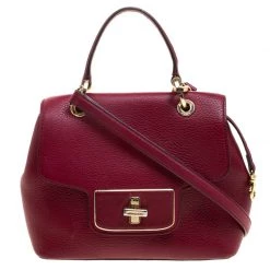 Michael Kors Red Leather Turn Lock Crossbody Bag For Women