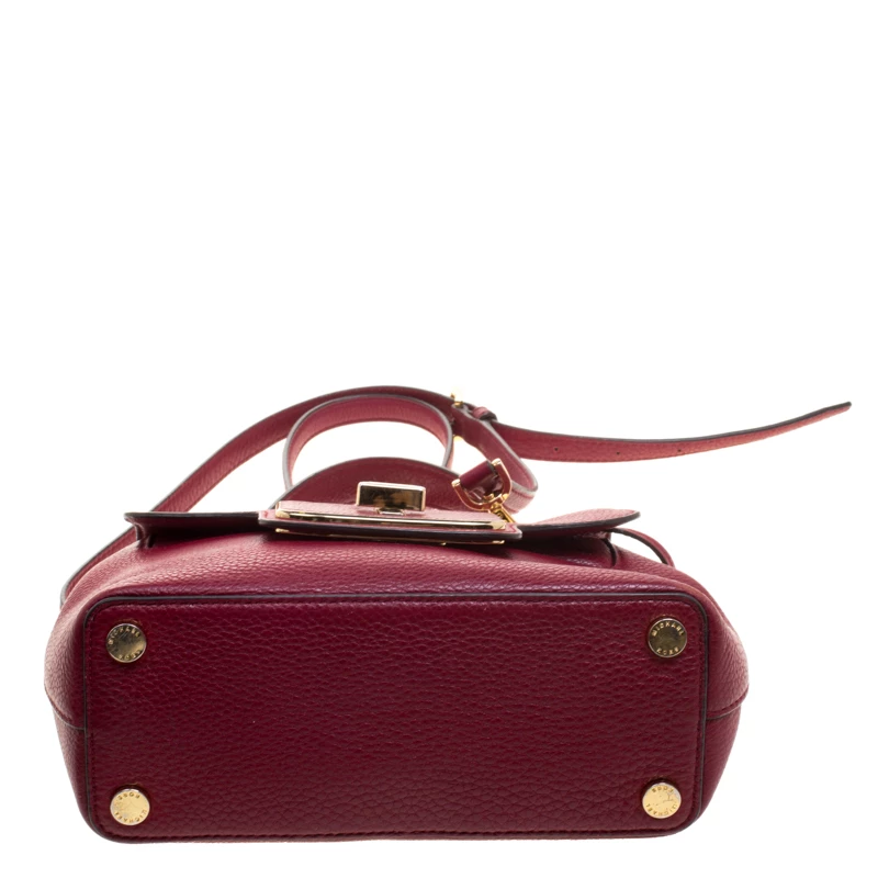 Michael Kors Red Leather Turn Lock Crossbody Bag For Women - Image 5