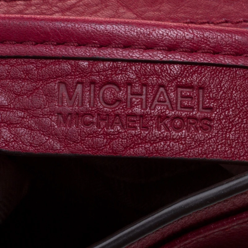 Michael Kors Red Leather Turn Lock Crossbody Bag For Women - Image 7