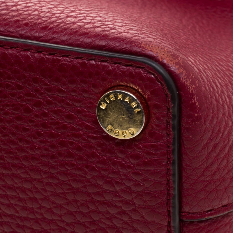 Michael Kors Red Leather Turn Lock Crossbody Bag For Women - Image 12