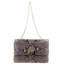 Michael Kors Grey Python Embossed Leather Chain Shoulder Bag For Women