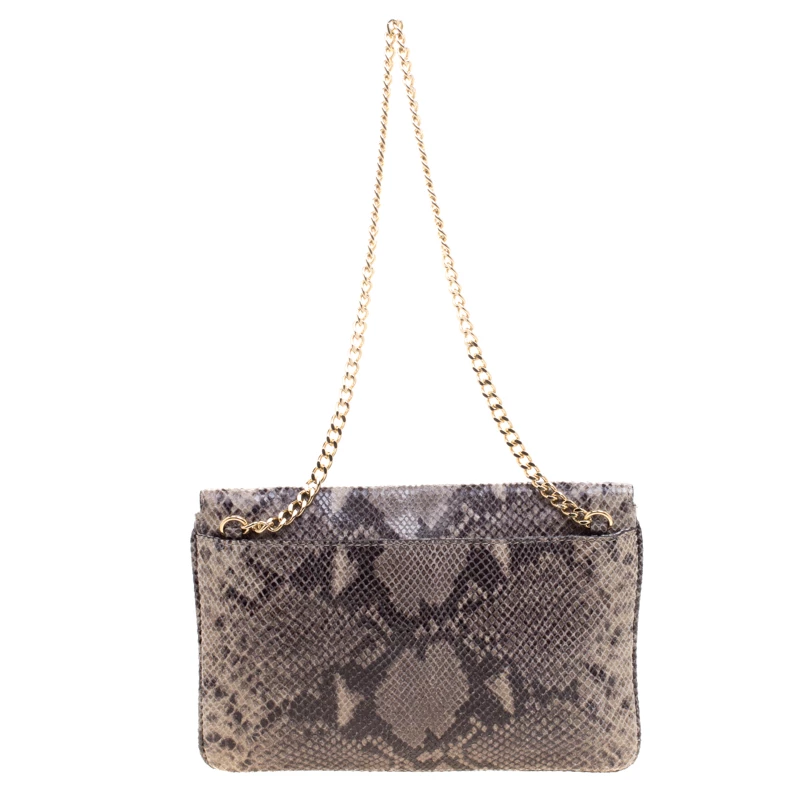 Michael Kors Grey Python Embossed Leather Chain Shoulder Bag For Women - Image 4