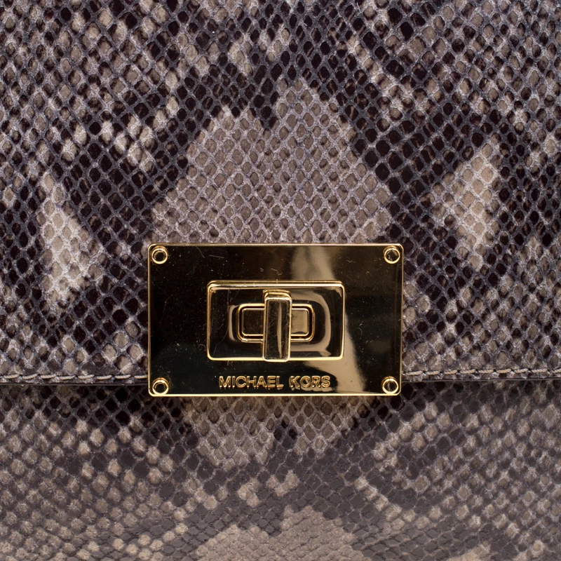 Michael Kors Grey Python Embossed Leather Chain Shoulder Bag For Women - Image 5