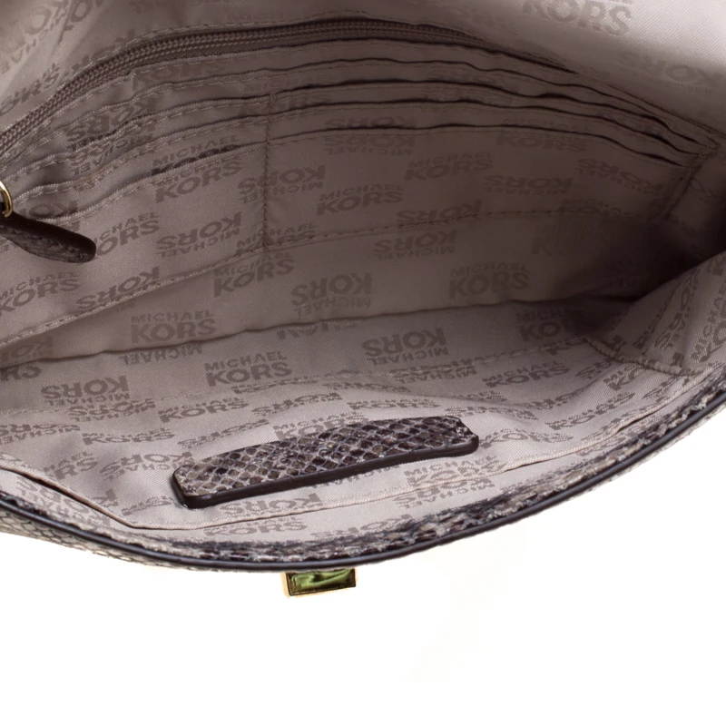 Michael Kors Grey Python Embossed Leather Chain Shoulder Bag For Women - Image 7