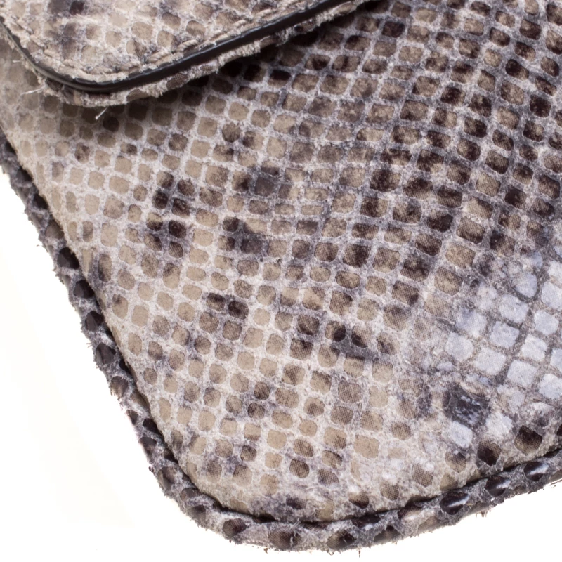 Michael Kors Grey Python Embossed Leather Chain Shoulder Bag For Women - Image 10