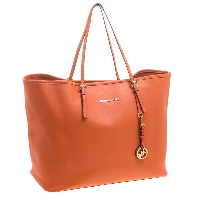 Michael Kors Orange Saffiano Leather Jetset Travel Tote For Women - Image 3