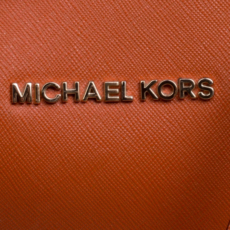 Michael Kors Orange Saffiano Leather Jetset Travel Tote For Women - Image 8
