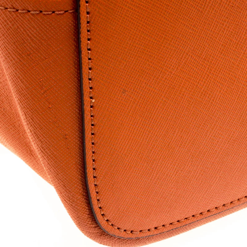 Michael Kors Orange Saffiano Leather Jetset Travel Tote For Women - Image 11