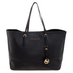 Michael Kors Black Saffiano Leather Jetset Tote For Women