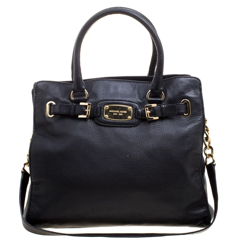 Michael Kors Black Leather East West Hamilton Tote For Women