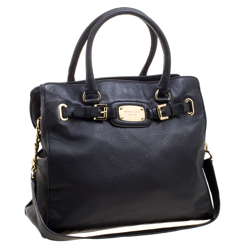 Michael Kors Black Leather East West Hamilton Tote For Women - Image 3
