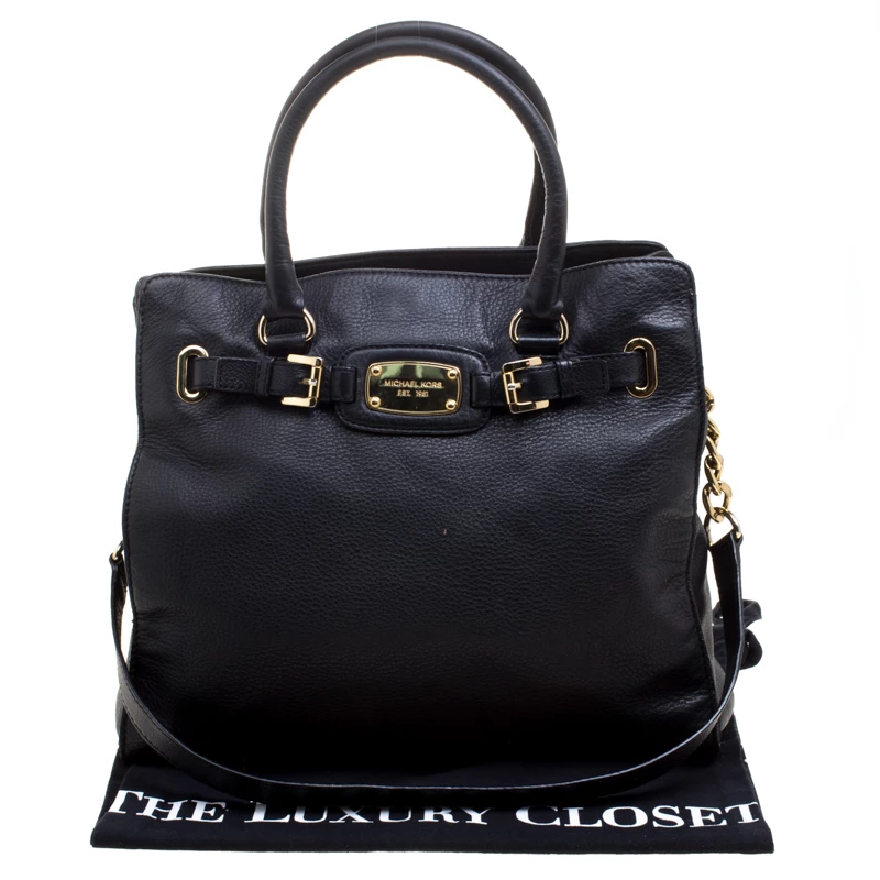 Michael Kors Black Leather East West Hamilton Tote For Women - Image 9