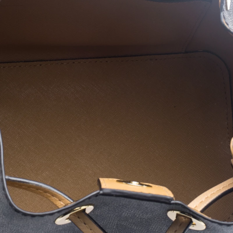 Michael Kors Brown Coated Canvas Medium Greenwich Bucket Bag For Women - Image 7