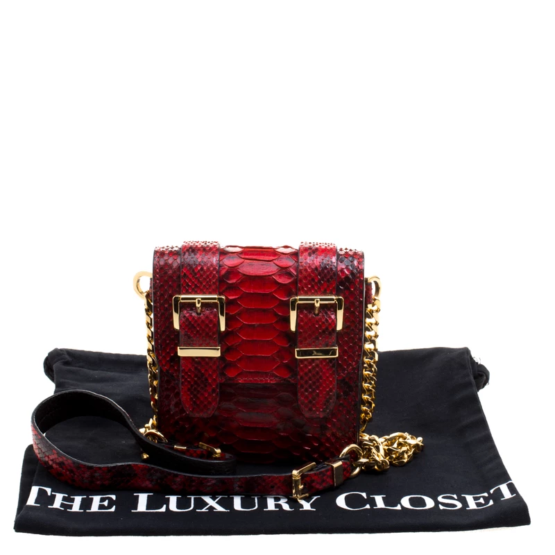 Michael Kors Red Python Crossbody Bag For Women - Image 9