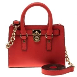 Michael Kors Red Saffiano Leather Hamilton Crossbody Bag For Women