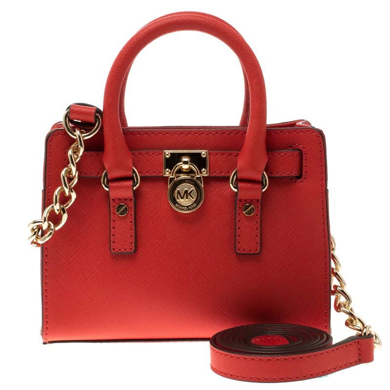 Michael Kors Red Saffiano Leather Hamilton Crossbody Bag For Women