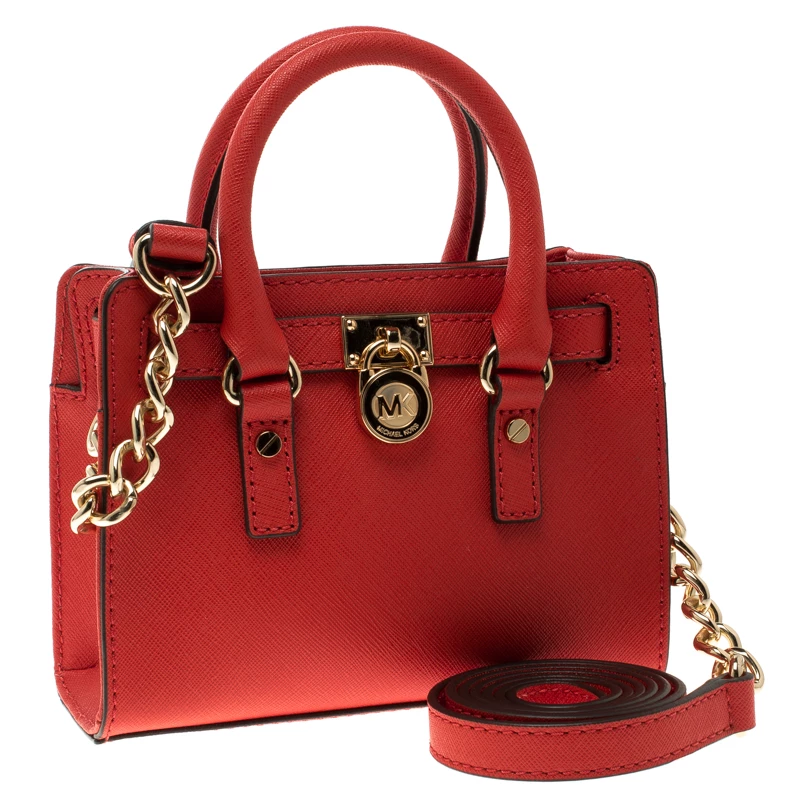 Michael Kors Red Saffiano Leather Hamilton Crossbody Bag For Women - Image 3
