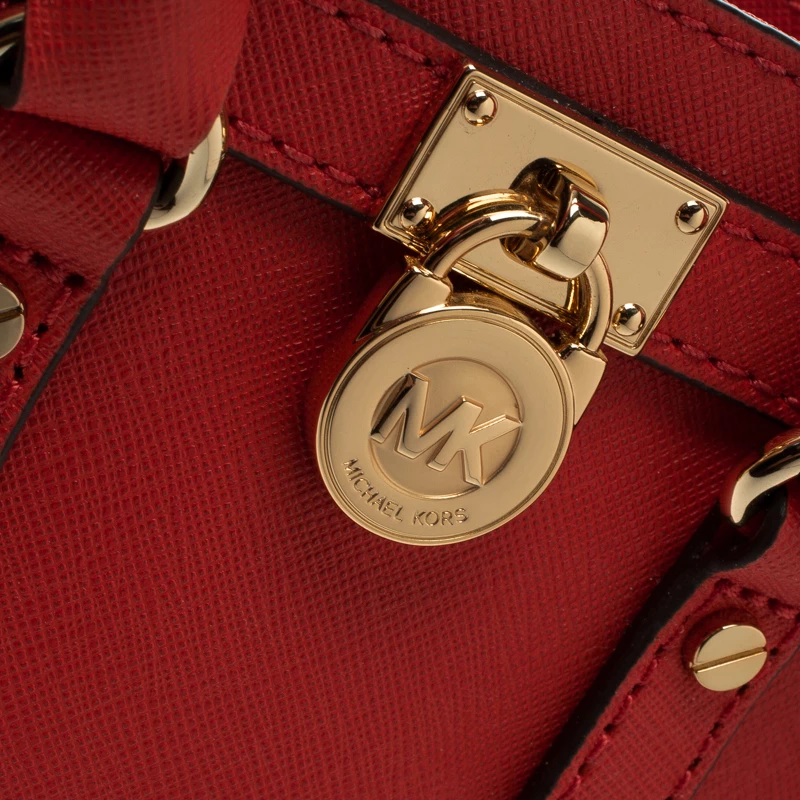 Michael Kors Red Saffiano Leather Hamilton Crossbody Bag For Women - Image 5