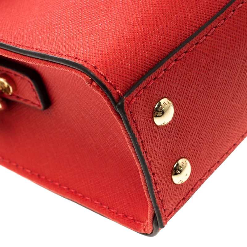 Michael Kors Red Saffiano Leather Hamilton Crossbody Bag For Women - Image 10