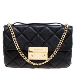 Michael Kors Black Quilted Leather Small Sloan Messenger Bag For Women