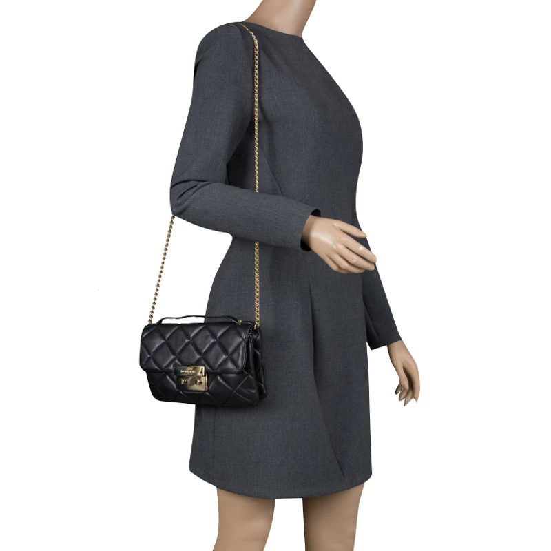 Michael Kors Black Quilted Leather Small Sloan Messenger Bag For Women - Image 2