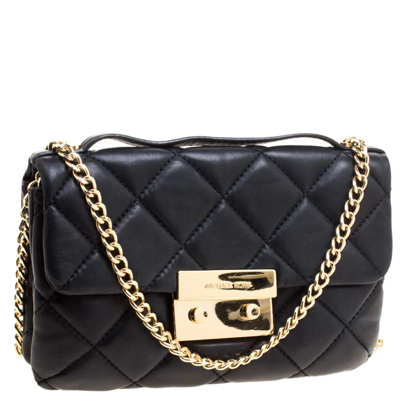 Michael Kors Black Quilted Leather Small Sloan Messenger Bag For Women - Image 3