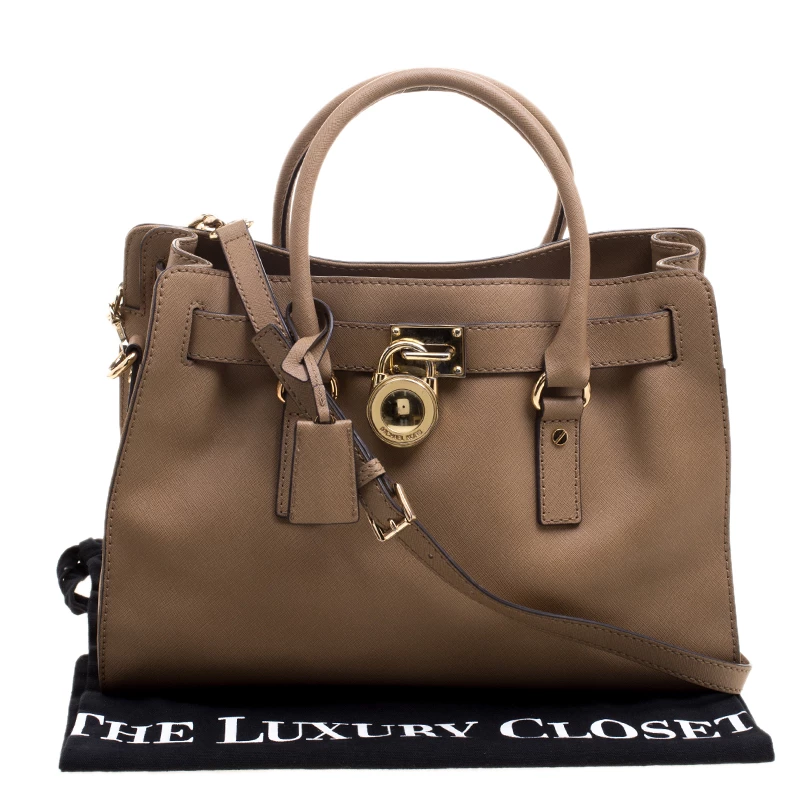 Michael Kors Brown Leather East West Hamilton Tote For Women - Image 9