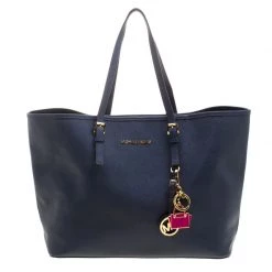 Michael Kors Navy Blue Leather Jetset Tote For Women