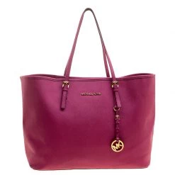 Michael Kors Fuschia Leather Jetset Tote For Women