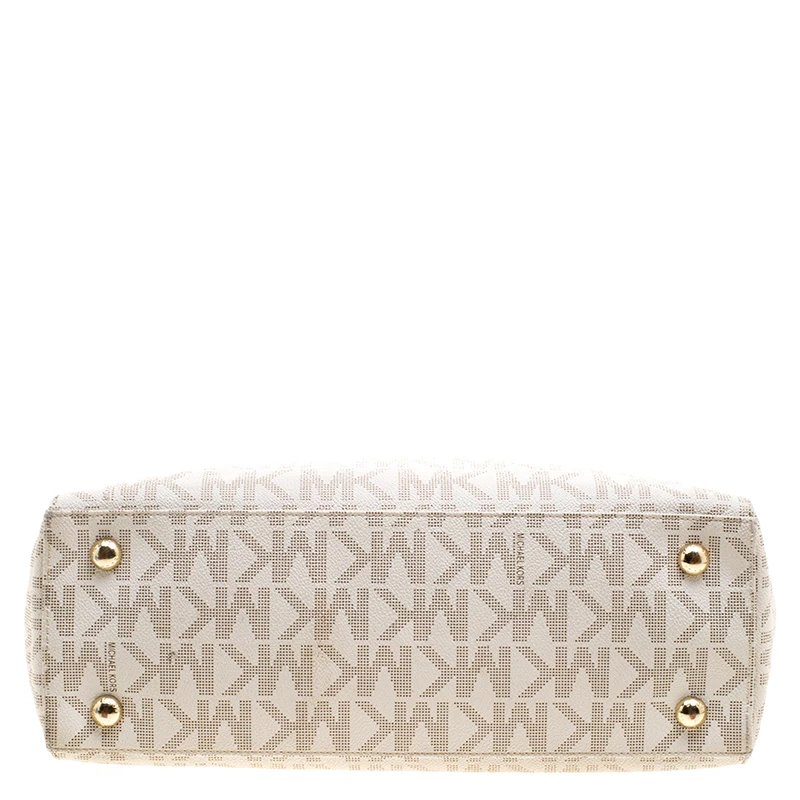 Michael Kors Off White Canvas Cynthia Tote For Women - Image 6