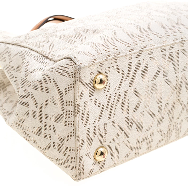 Michael Kors Off White Canvas Cynthia Tote For Women - Image 10