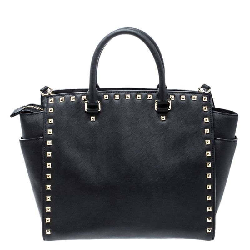 Michael Kors Black Leather Medium Selma Studded Tote For Women - Image 4