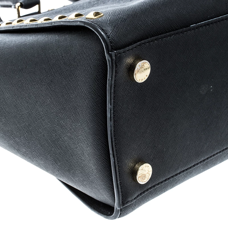 Michael Kors Black Leather Medium Selma Studded Tote For Women - Image 10