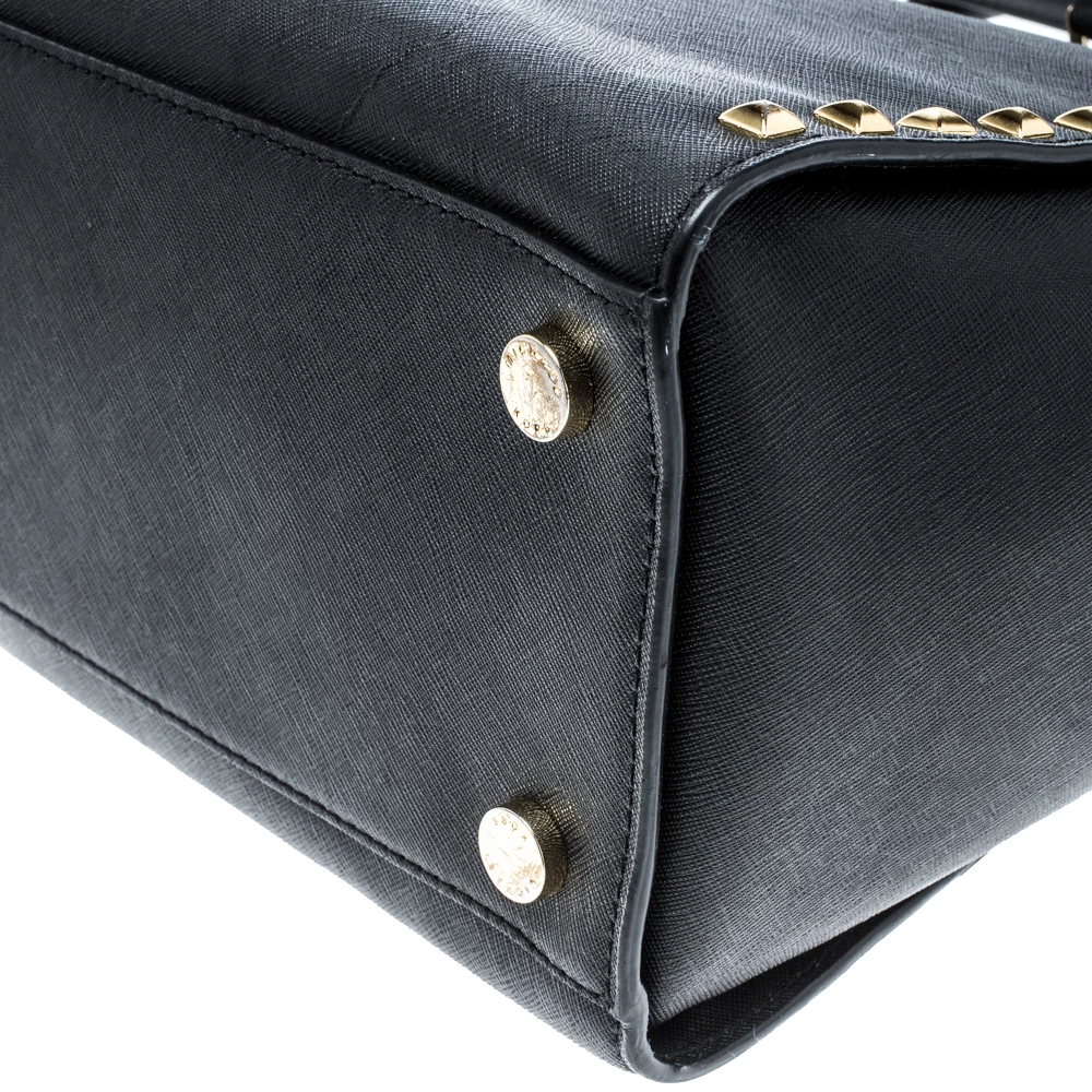 Michael Kors Black Leather Medium Selma Studded Tote For Women - Image 11