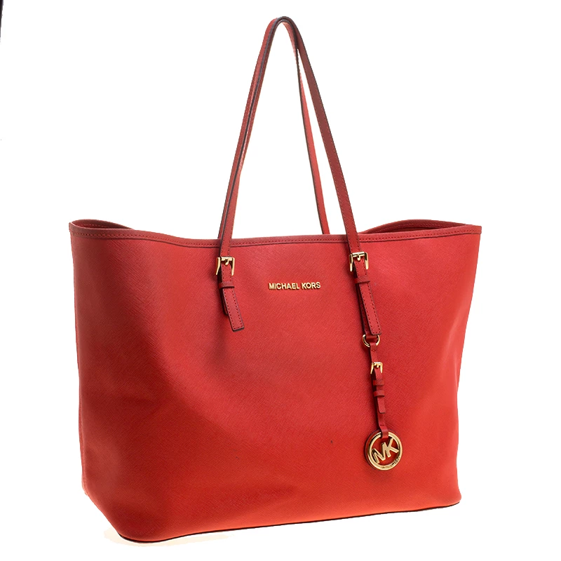 Michael Kors Red Saffiano Leather Jetset Tote For Women - Image 3