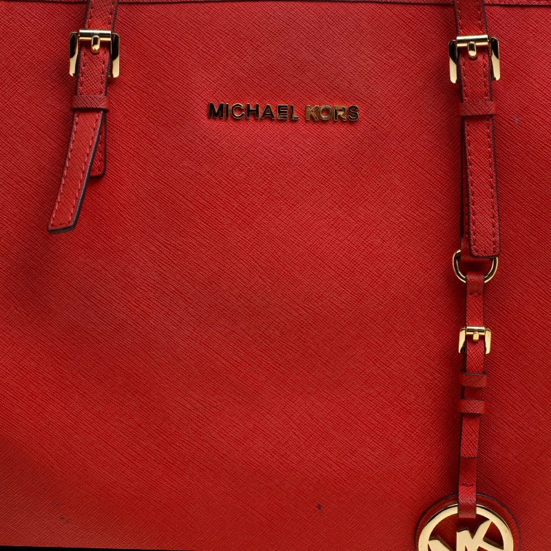 Michael Kors Red Saffiano Leather Jetset Tote For Women - Image 5
