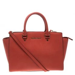 Michael Kors Red Saffiano Leather Medium Selma Tote For Women