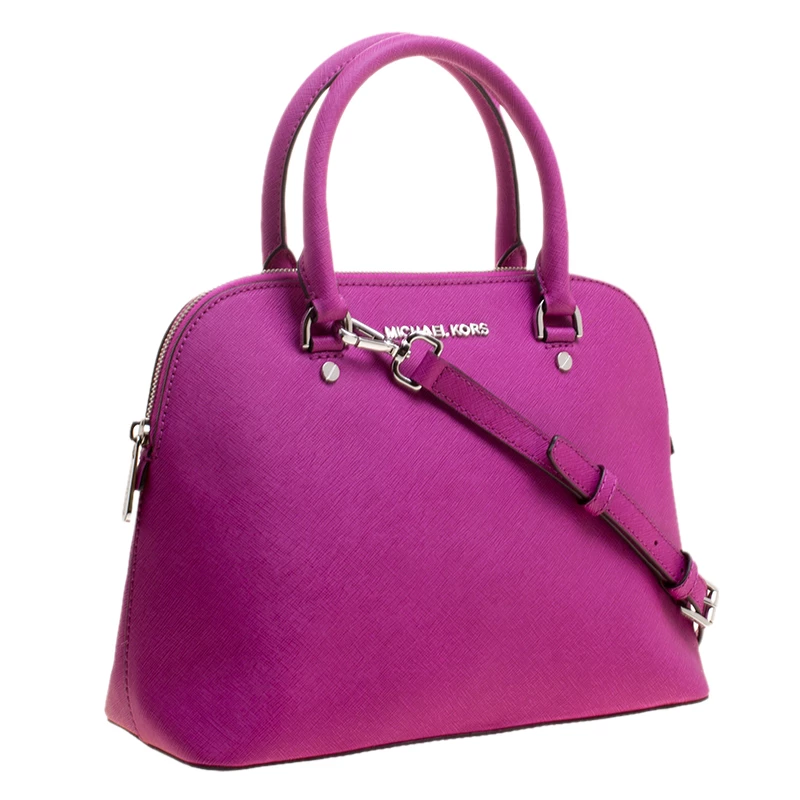 Michael Kors Fuchsia Leather Cindy Dome Satchel For Women - Image 3