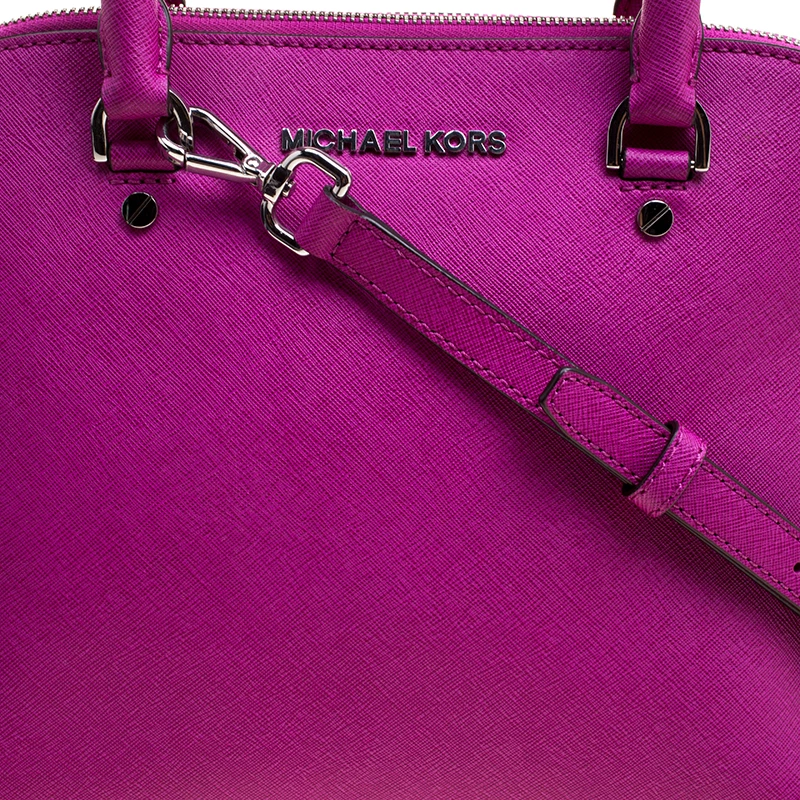 Michael Kors Fuchsia Leather Cindy Dome Satchel For Women - Image 5