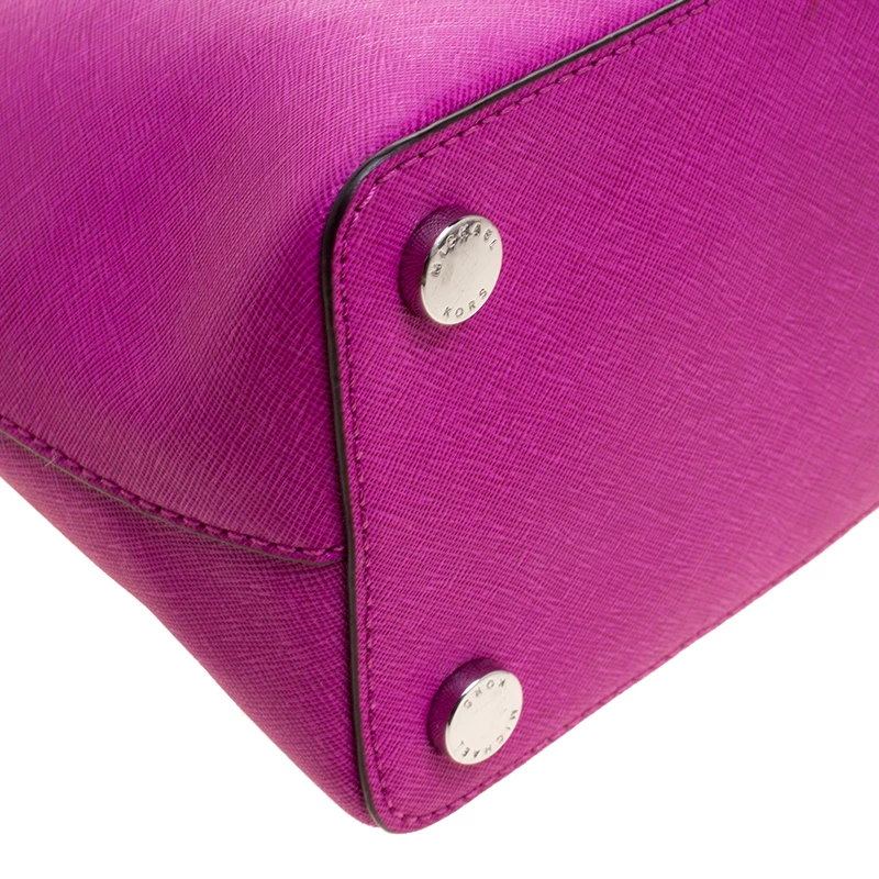Michael Kors Fuchsia Leather Cindy Dome Satchel For Women - Image 10
