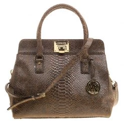 Michael Kors Brown Python Embossed Leather Tote For Women