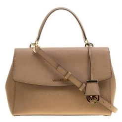 Michael Kors Dark Beige Saffiano Leather Medium Ava Satchel For Women