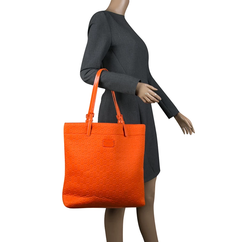 Michael Kors Orange Embossed Neoprene Jet Set Tote For Women - Image 2