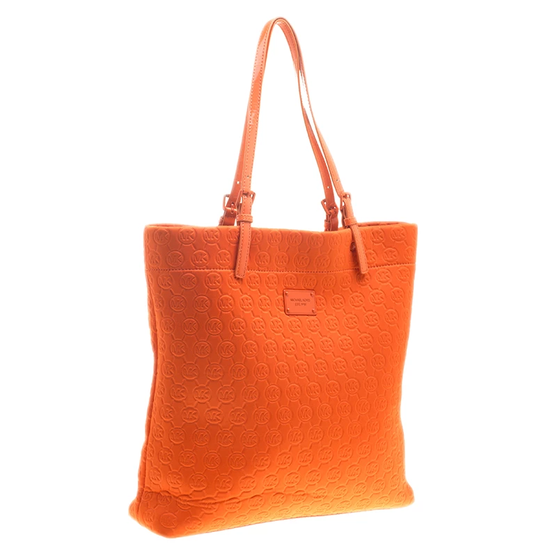 Michael Kors Orange Embossed Neoprene Jet Set Tote For Women - Image 3