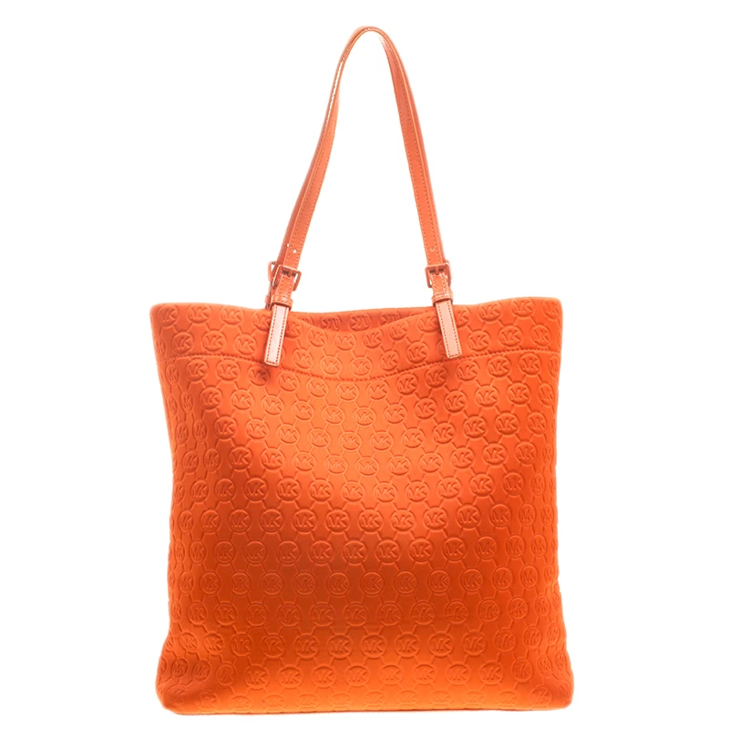 Michael Kors Orange Embossed Neoprene Jet Set Tote For Women - Image 4